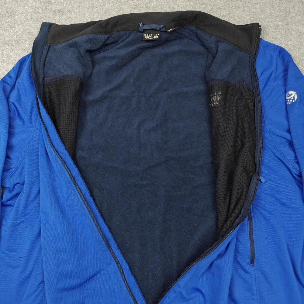 Mountain Hardwear Jacket Mens 2XL Blue Softshell Fleece Lined Full Zip Hiking
